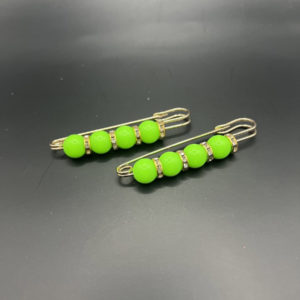 Булавка декоративная 7,5см (бусины+стразы) (лайм)